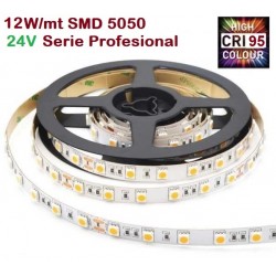 Tira LED Flexible 24V 12W/mt 60 Led/mt SMD 5050 IP20 Serie Profesional IRC >95, Venta por metros